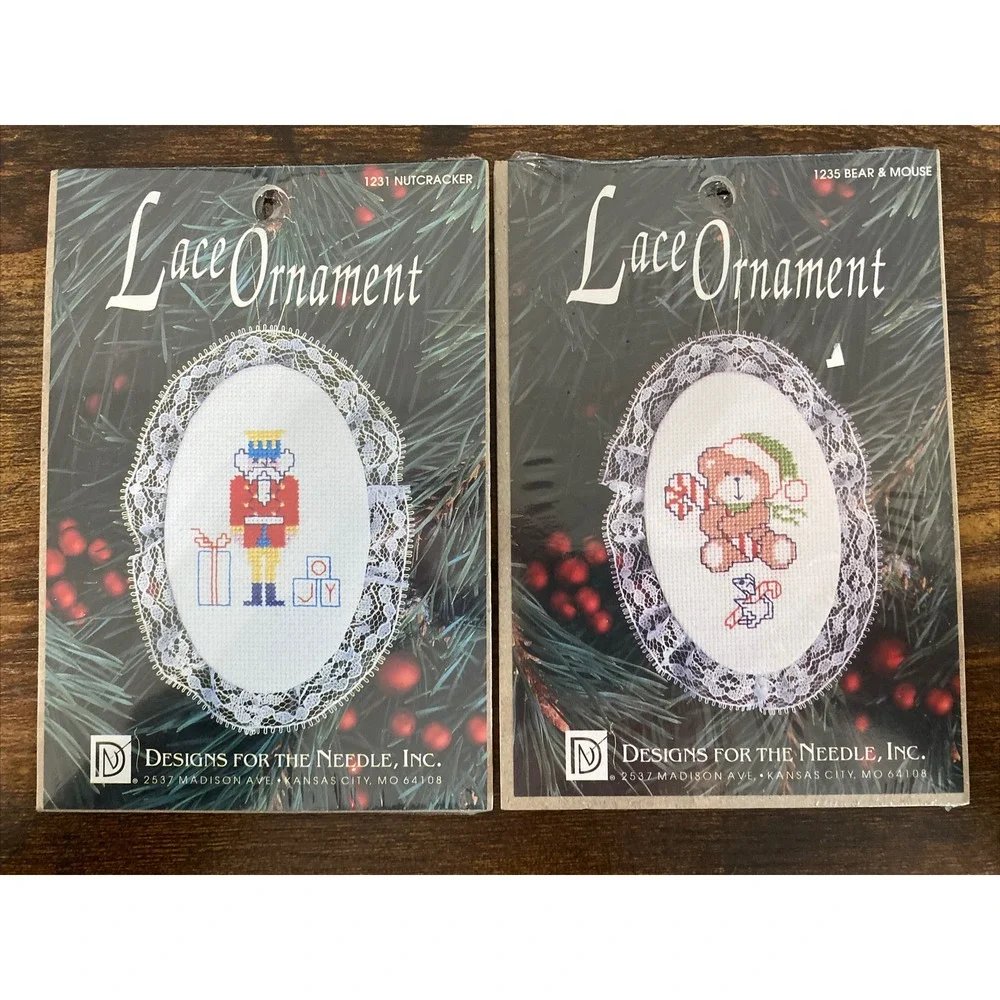 NEW Designs‎ For The Needle - Lace Ornament Kit - 1231 Nutcracker & 1235 Bear